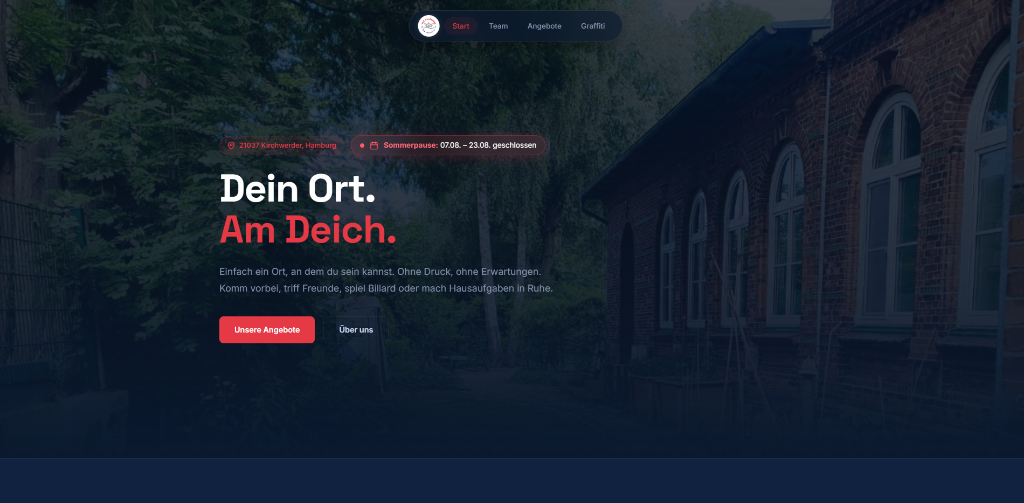 JUZ Vierlande Website Vorschau